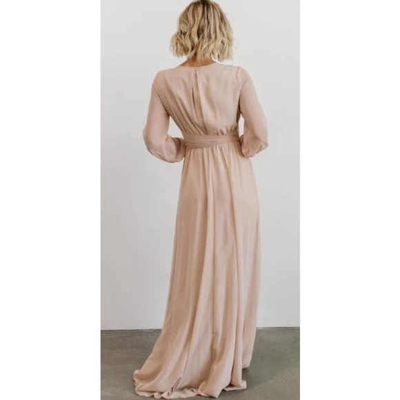 Baltic Born Lydia Maxi Dress in Natural V-Neck Cuff Long Sleeve Chiffon Dress M - Picture 2 of 12